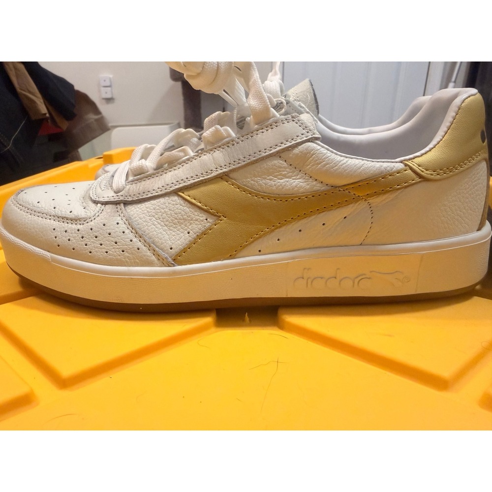Diadora B.Elite Platform White Gold Leather Sneakers 501.173090 Womens 9.5 EU 41